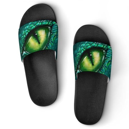 Claquettes femme yeux du dragon vert sandales légères pour l'intérieur
