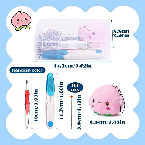 400pcs Sewing Pins, 1.5inch Straight Pins for Fabric, Multicolor Pearlized Ball Head Pins with Pin Cushion and Other Sewing Accessories for Dressmaker, Jewelry DIY Decoration and Project