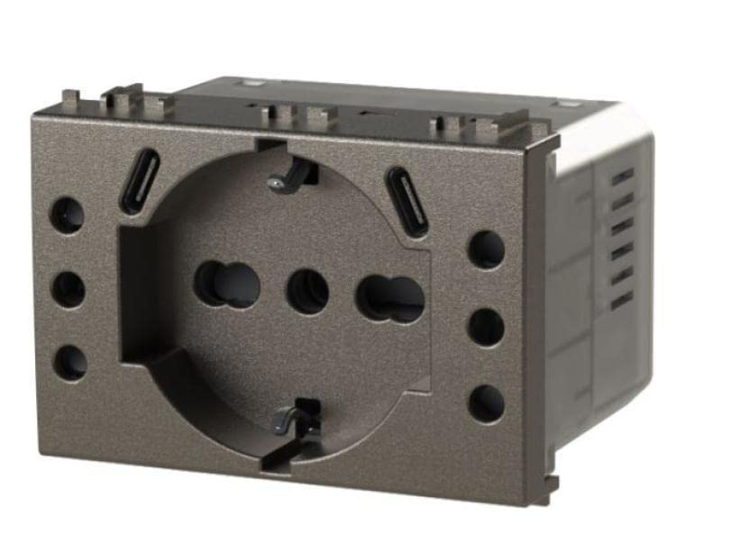 4Box - USB recessed Socket P503 3.0A Compatible with Vimar® Arkè™ Grey