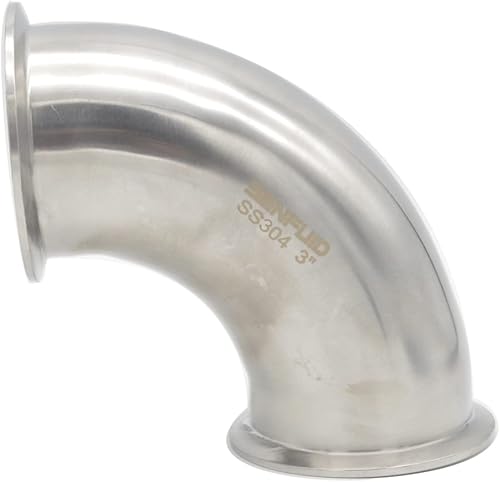 Miniatura 5 de Codo de virola sanitaria 90 grados 3" con 2 juntas de silicona y abrazadera triple de 3 pulgadas