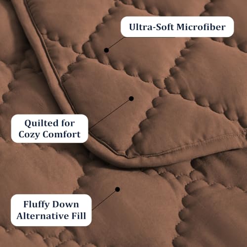 Image of BEDSUM Toddler Quilt 39x47, Microfiber Baby Quilt for Crib, Brown | Lightweight Toddler Blanket for Boys Girls Nursery, Machine Washable All Season Kid Quilt, Tummy Time Blanket, Stroller Quilt