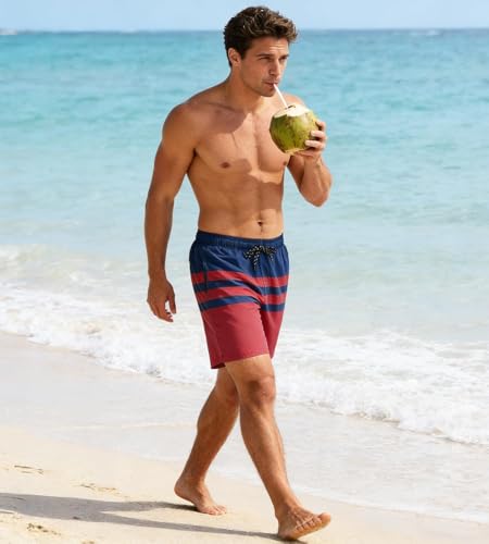 Image of HODOSPORTS Mens 7 inch Swim Trunks with Compression Liner S-6XL Quick Dry Swimming Shorts Zipper Pockets Swimsuits