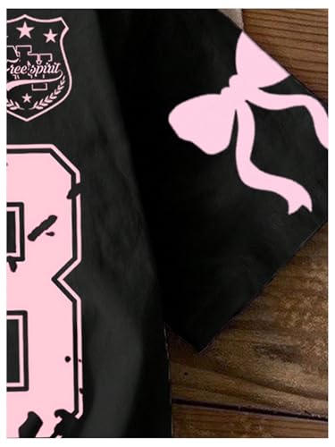 SHENHE Girl's Summer Cute Graphic Tee Number Bow Print Crew Neck Short Sleeve Tshirt Top4