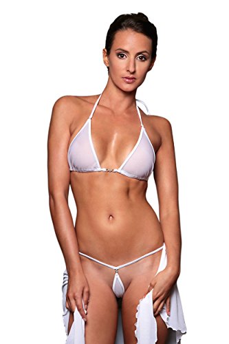 Micro bikini transparent anti-marques de bronzage en tulle fin