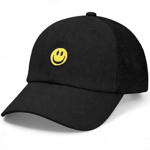 SONMONY Kids Baseball Hat Smile Face Toddler Trucker Hats Mesh Back Trucker Cap Adjustable Toddler Hats for Girls Boys