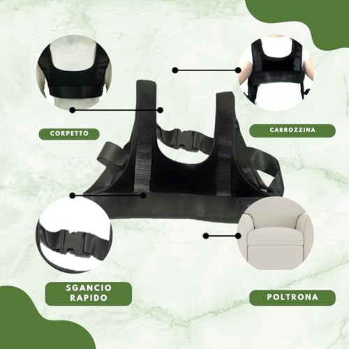 Termigea Brustgurt für Kinderwagen mit Behinderungen, Brustgurt für Rollstuhl, für Senioren, für bequemen Stuhl, orthopädisches Gurtband für Kinderwagen.