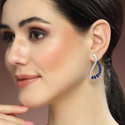 Image of Karatcart Silver Tone Green American Diamond Drop Earrings for Women