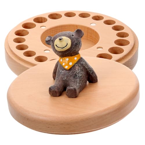 IWOWHERO Baby Tooth Memorial Box Wooden Baby Shower Teeth Holder Container for Shower Color
