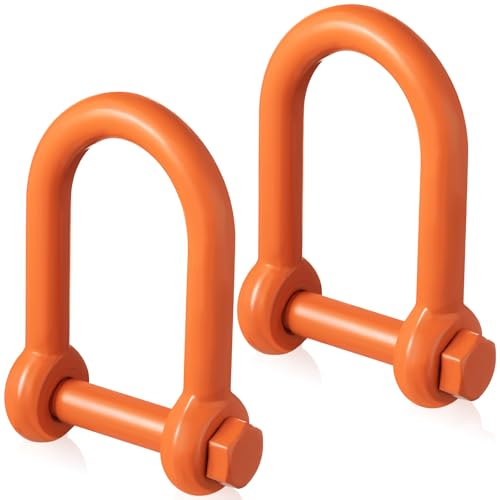 Image of 2 Pcs Screw Pin Long Reach Shackle, Long Reach Shackle with Painted Screw Pin, Clevis D-Ring Lifting Attachment, Professional Use, Industrial Alloy Steel (1 Inch,Orange)