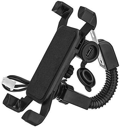 LXCN Activa Charging Rearview Mobile Phone Holder Mount Stand for All Bike, Motorcycle, Scooter Compatible with Universal Smartphones Size Upto 7