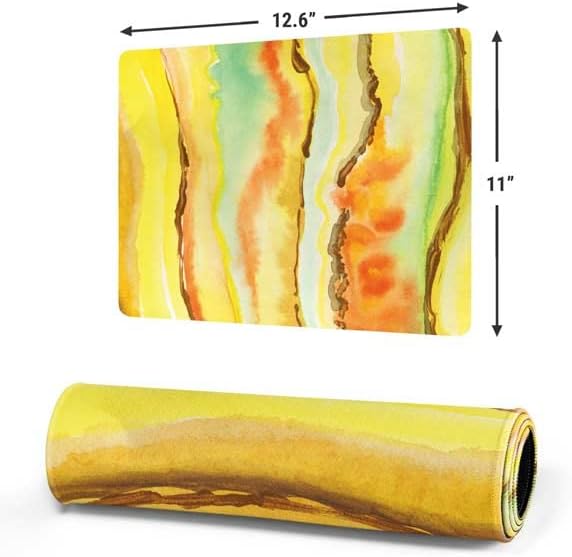 Skinit Small Gaming Mouse Pad - Tuscan Sun Watercolor Geode Design with Stitched Edges, Waterproof, Non-Slip Rubber Base, Desk Mat for Keyboard & Mouse, 12.6" x 11" inches