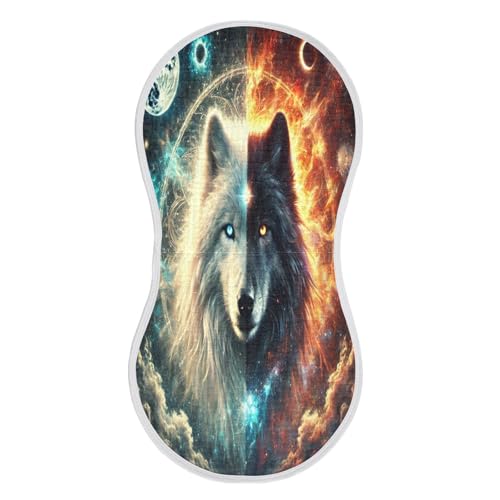 Wolf Blue Baby Burp Cloths Soft Burp Cloth Burp Rags Cotton Burp Clothes Absorbent Muslin Burp Cloths for Unisex Boy Newborn Girl 1 Pack 22x11 Inches