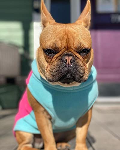 Image of Gooby Half Stretch Fleece Vest Dog Sweater, Pink, Medium | Soft warm fleece; Stretch fleece bottom; Two-tone colors; Back D-ring for short walks