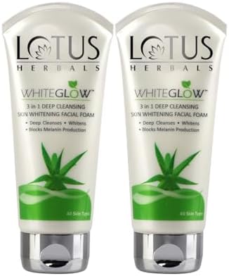 Lotus Herbals 3 in 1 Deep Cleansing Facial Foam | Face Wash for Women & Men | Blocks Melanin Production | Acne-Control & Oil-Control | Fades Dark Spots | Suitable For Oily, Combination, Normal & Dry Skin | 100g (Pack of 2, 200g)