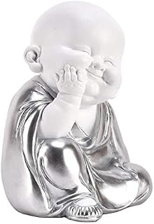 Widdop HESTIA Baby Buddha Silver and White Buddha Child Zen Gift Ornament Hands on Chin HE1675