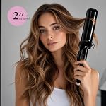 Farery 2 inch Curling Iron For Long Hair, Lightweight Large Barrel Curling Iron 50mm, Curling Wand Infused Argan Oil & Keratin for Bouncy Big Curls, 9 Temps Digital Display & Lock Key, Fast Heated