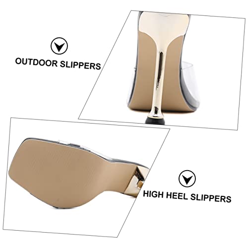 Sandales transparentes compensées pour femme avec talon clair à bout ouvert