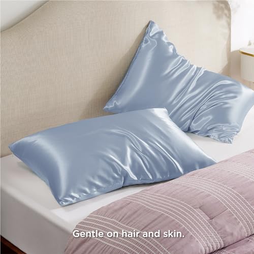 Image of Bedsure Satin Pillowcase with Zipper,King Pillow Cases Set of 2