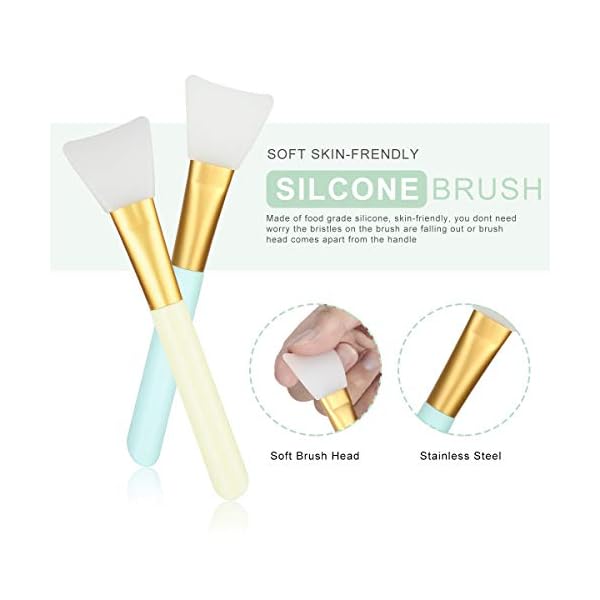 Plazuria Face Mask Mixing Bowl Set, 5 in 1 DIY Facemask Mixing Tool Kit with Facial Mask Bowl Stick Spatula Silicone Face Mask Brush & Premium Soft Face Brushes