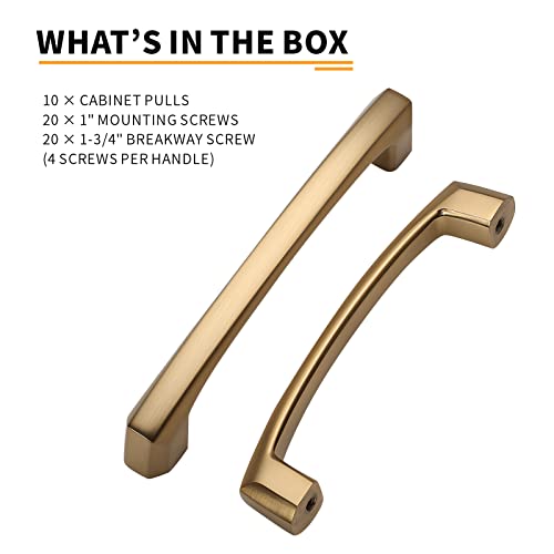 Image of 10 Pack 4 Inch Champagne Bronze Cabinet Pulls Kitchen Cabinet Handles Kitchen Handles for Cabinets Cupboard Handles Champagne Drawer Handle Dresser Pulls