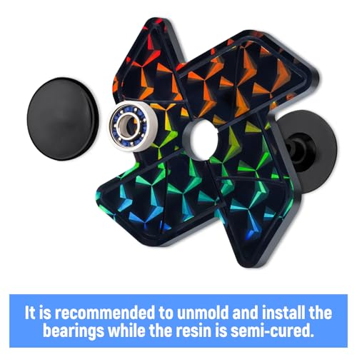Image of NiArt Fidget Spinner Epoxy Resin Molds Set, 5 Holographic Silicone DIY Kit | Rainbow Texture, 15 Bearings & Caps, Storage Box For Casting Craft Projects, Stress Relief Toys