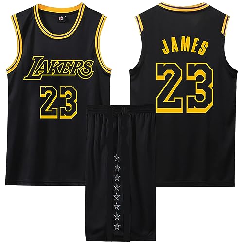 Ensemble Maillot Basketball 2 Pièces Enfant/Adulte - Maillot Sans Manches et Short - Noir M