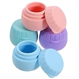 Healeved Tarros de Crema Pequeños Tapa Hermética, Set de 4 Recipientes de Silicona para Cosméticos (azul, Rosa, Morado, Verde), Envases Rellenables para Viaje y Muestras de Loción