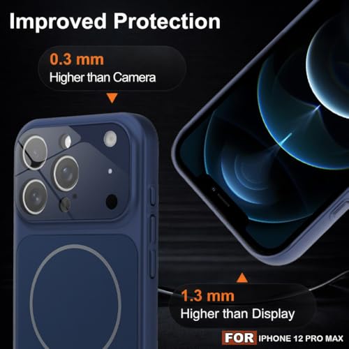 Image of SHINESTAR Premium Luxury Case Compatible with iPhone 12 Pro Max | Protective Back Cover with Camera Lens Safety | Wireless Charging Support | Slim Fit Durable Design | Enhanced Grip Protection Blue