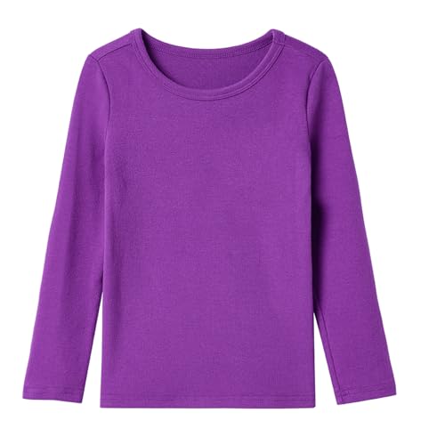 Niyage Toddler Soft Thick Crewneck Tee Tops Girls Comfort Basic Long Sleeve T-Shirt Dark Purple 120
