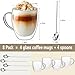 DINGPAl 4 Pack Double Wall Glass Coffee Mugs, 12 oz Walled Insulated Cappuccino Mug Heat Resistant Borosilicate Glass Coffee Cups with Handle and Spoon for Latte, Espresso, Americano, Hot/Cold Drink