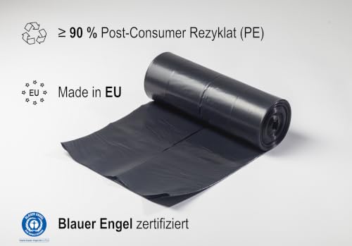 TSP Schwerlast Müllsäcke 240L - aus mind. 90% Post-Consumer-Abfällen (PE) - Blauer Engel zertifiziert - 10er Rolle - extrem reißfest (70 μm) - 1000x1250 mm - ideal für Renovierung und Gewerbe-Abfälle