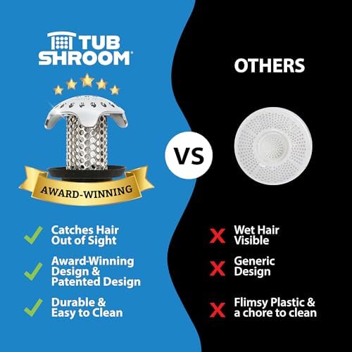 TubShroom Ultra Revolutionary Bath Tub Drain Protector Hair Catcher/Strainer/Snare Stainless Steel, 1-Pack, Silver - 5