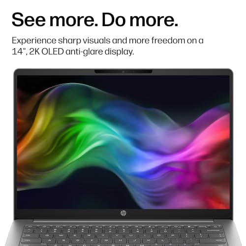 Image of HP OmniBook 3 14 inch Next Gen AI PC, 2K Display, Snapdragon X X1-26-100, 16 GB RAM, 512 GB SSD, Qualcomm Adreno GPU, Windows 11 Home, Nouvelle Silver, 14-hz0388nr