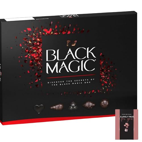 Black Magic Dark Chocolate Gift Box Truffles 348g & Card - Christmas, anniversary, Get Well Soon, Thank You, Last Minute Gifts For Mum & Dad, Birthday Gifts Kids, Men & Women