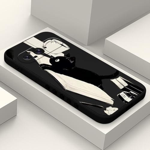 Coque Google Pixel 9 chat noir en silicone liquide pour le quotidien