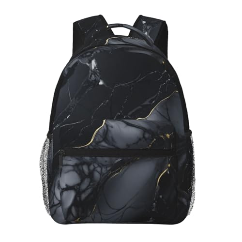 Mochila para laptop impermeable EdWal fácil de limpiar con diseño de mármol negro para mujer y hombre