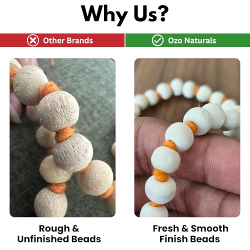 Image of Mathura Original Tulsi Japa Mala (108 Beads) | Handmade 16 inch Tulsi Kanthi Mala for Pooja & Wearing (7 mm Bead Size)