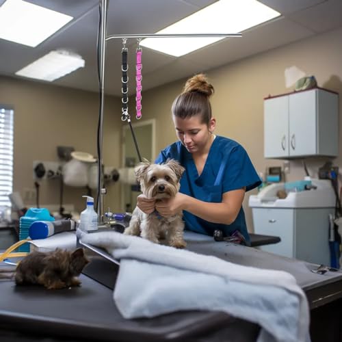 Dog Grooming Loop Extender,Cuteabc Dog Grooming Arm Extension Strap,Nylon Pet Grooming Table Straps with 6 D-Ring,Grooming Leash for Dogs Cats Bath and Nail Clippers,Dog Grooming Loop Groomers Helper - Thumbnail 3
