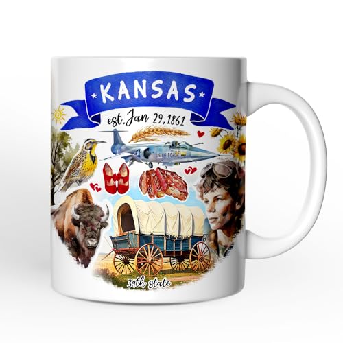 OrnamentallyYou Artistic Kansas State Themes and Landmarks Mug