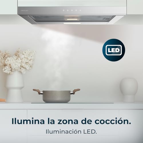 Cecotec Bolero Flux TLT 604000 Teleskopische Dunstabzugshaube, 60 cm, Edelstahl, A+++, Saugleistung 415 m³/h, DC-Motor, 3 Geschwindigkeiten, SS Touch Control, Edelstahl-Finish