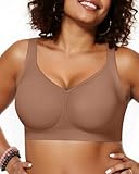 OEAK Womens Wireless Jelly Bra Plus Size Supportive Seamless Bras Full Coverage Push Up Comfortable No Underwire Tshirt Bras Coffee XXL