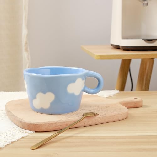 Taza de cerámica Koythin 200 ml azul diseño pintado a mano miniatura 4