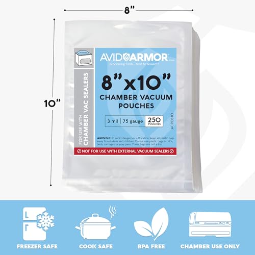Avid Armor Chamber Vacuum Sealer Bags – Heavy Duty, BPA-Free, Pre-Cut Chamber Vacuum Bags for Food Preservation, Freezer Storage, Sous Vide and more, 250/Pack (8x10) – Multi-Use Vacuum Bags by Avid Armor - Image 2