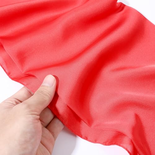 Chiffon Scarf Necklace Red Neck Scarf 26" Hair Square Satin Silk Feeling Neck Scarfs Retro Satin Ribbon-Scarfs Square Handkerchief for Costume Hair Wrapping4