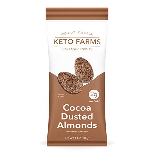 Keto Farms, Keto Snacks, Cocoa Dusted Almonds (2g Net Carb), 1 Ounce, 6 Count | Keto Friendly Candy, Sweets and Desserts - Rich Dark Chocolate Almond Flavor, Low Carb, Zero Sugar Added, Real Food