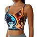 Cozy for Ice and Fire Lions Art Yoga Bra for Women Girls, U-Shaped Back Tops with Pads Control Shapewear Outfit for Sports Fitness