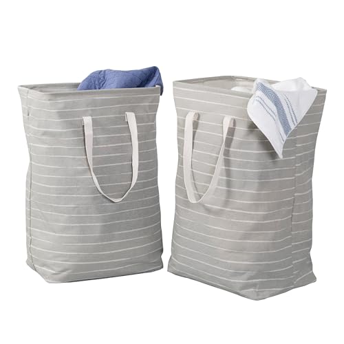 Honey Can Do Set of 2 Collapsible Fabric Laundry Basket Hampers With Handles HMP-09863 Grey