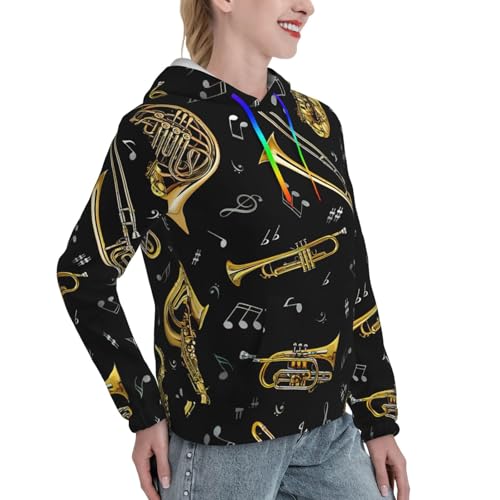 Sweat à capuche instruments de musique femme pull ajusté EdWal - 3
