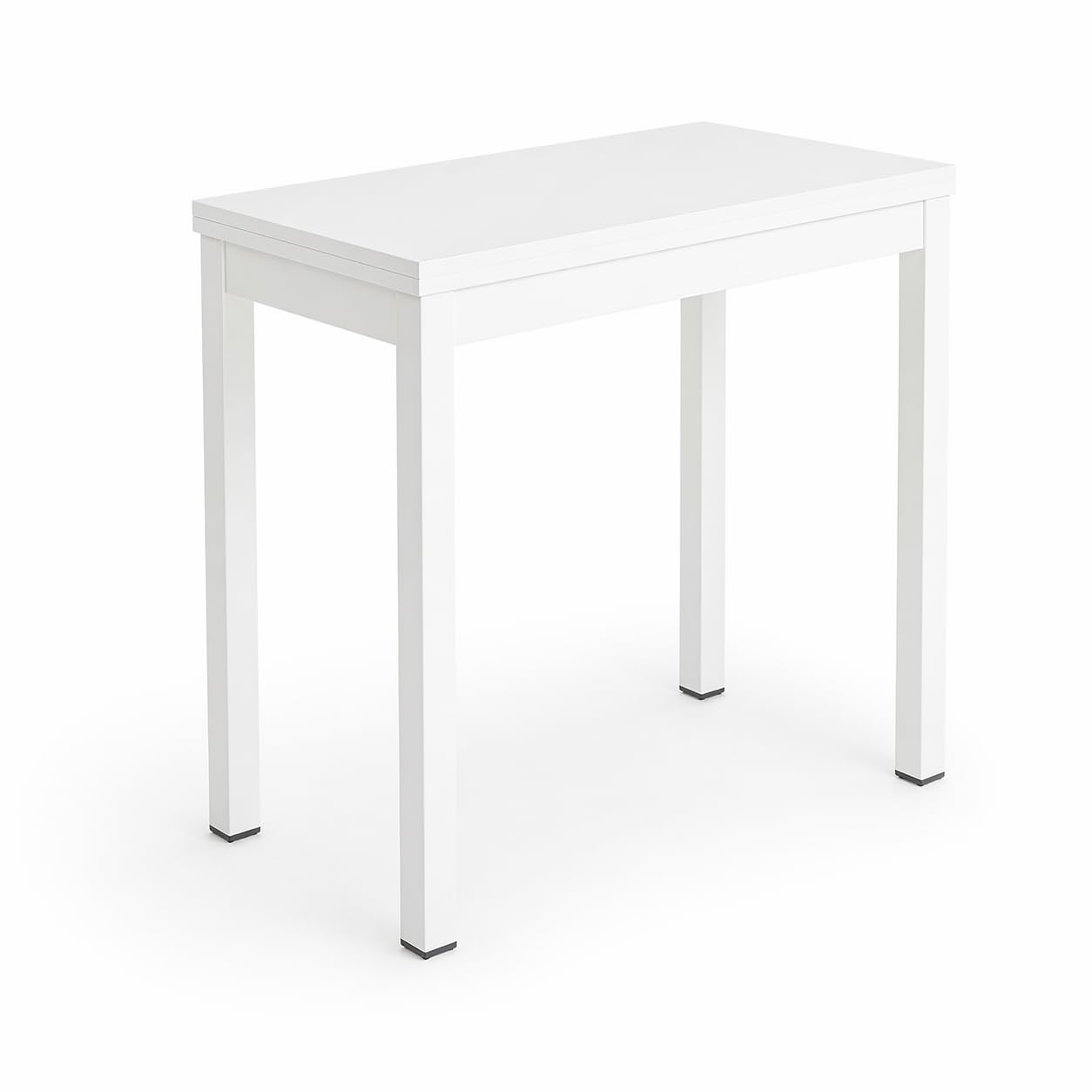 DUPI Mesa Cocina Extensible Agora | Apertura Tipo Libro | 40/80x80x76 cm | Tablero MDF 18 mm | Patas Metálicas Cuadradas | Blanco