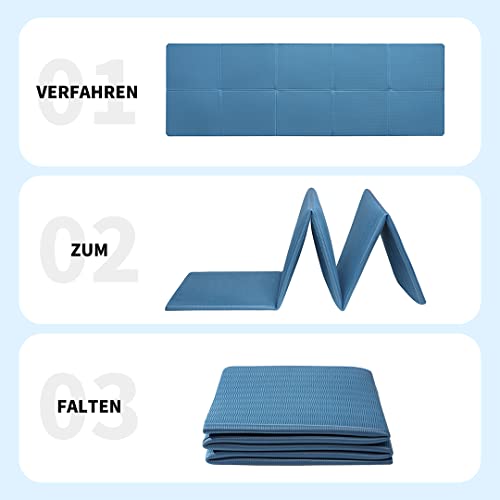 Good Nite Klappbare Yogamatte rutschfest Tragbare Fitnessmatte Faltbar Leicht Gymnastikmatte Pilates Sport Reiseyogamatte 183 x 61 x 0.6 cm (Marine)